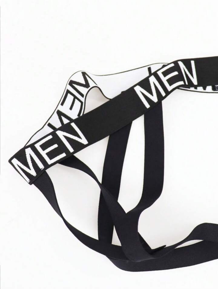 Men's slim fit sexy black hollow-out mesh jockstrap